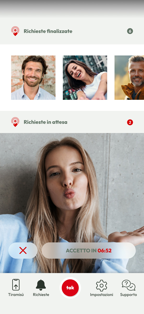 Una schermata dell'app con le varie richieste di conoscenza e di connessione ricevute.